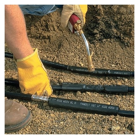 Panduit Adhesive Lined Heat Shrink Tube, Thick Wall, 3:1 I.D. Shrink Ratio, 3 in I.D. Before Shrinking, Black, 48 in, 2 PK HST3.0-48-2